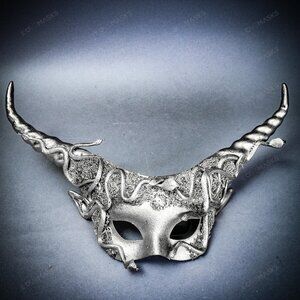 Silver Halloween Krampus Horn Woodland Medusa Snake Animal Devil Masquerade Mask